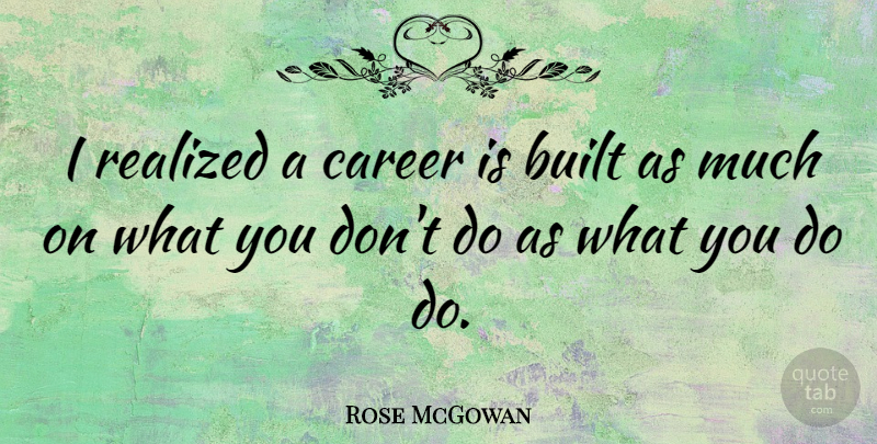 Rose McGowan Quote About Careers, I Realized, Built: I Realized A Career Is...