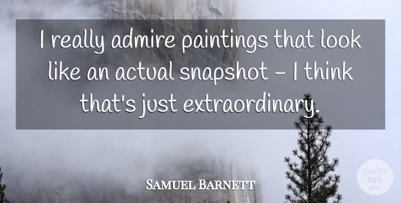 Samuel Barnett Quote About Snapshot: I Really Admire Paintings That...