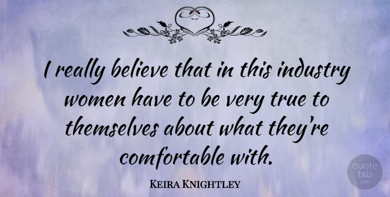Keira Knightley Quote About Believe, Themselves, Women: I Really Believe That In...