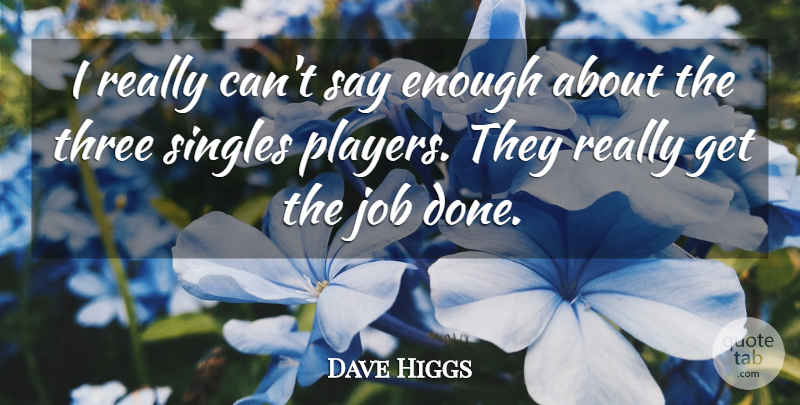 Dave Higgs Quote About Job, Singles, Three: I Really Cant Say Enough...