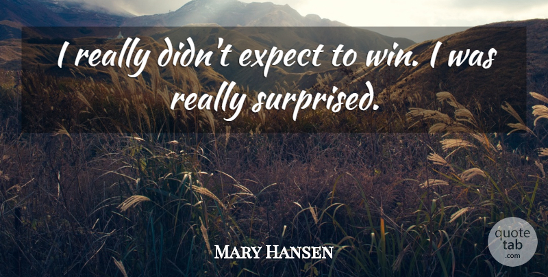 Mary Hansen Quote About Expect: I Really Didnt Expect To...