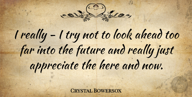 Crystal Bowersox Quote About Far, Future: I Really I Try Not...