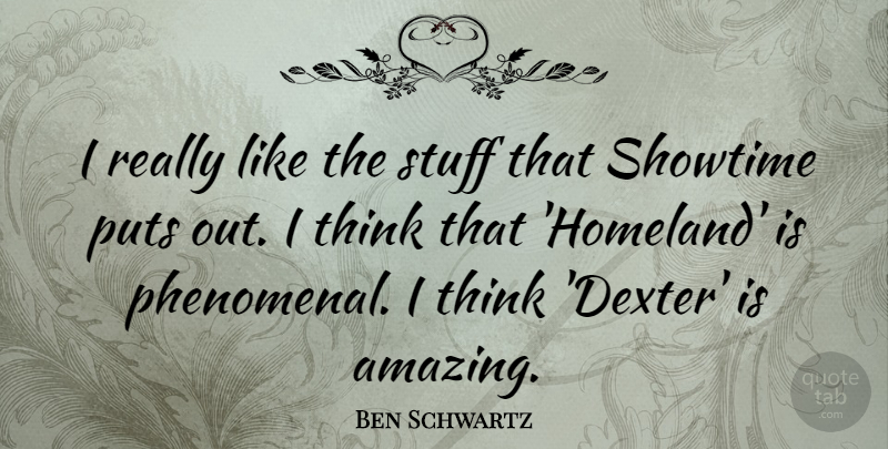 Ben Schwartz Quote About Amazing, Puts, Stuff: I Really Like The Stuff...