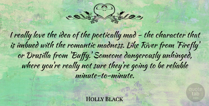 Holly Black Quote About Love, Mad, Reliable, River, Romantic: I Really Love The Idea...