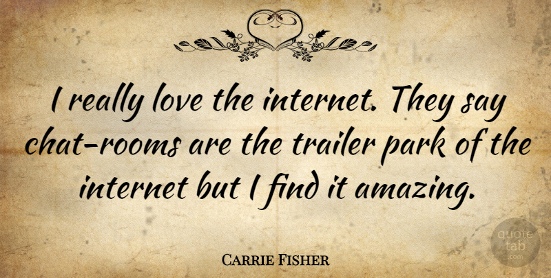 Carrie Fisher Quote About Rooms, Parks, Internet: I Really Love The Internet...