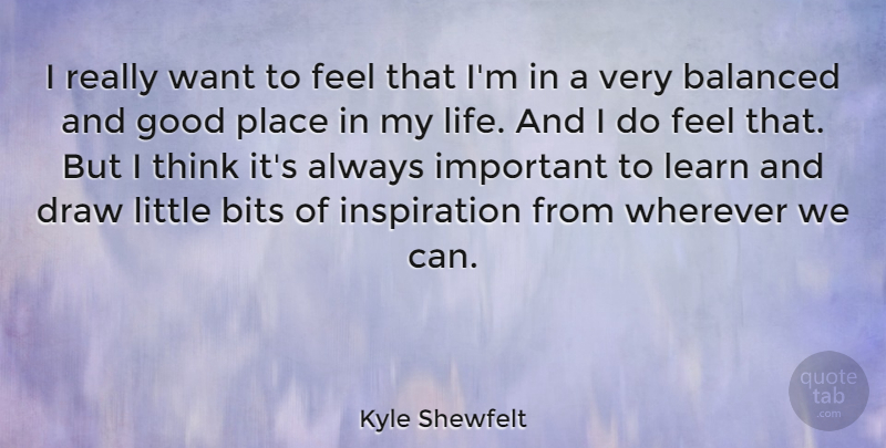 Kyle Shewfelt Quote About Balanced, Bits, Draw, Good, Learn: I Really Want To Feel...