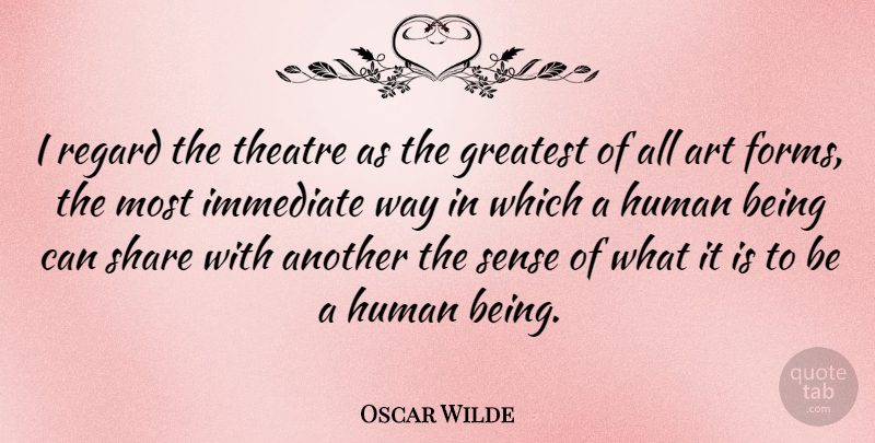 Oscar Wilde Quote About Art, Theatre, Acting: I Regard The Theatre As...
