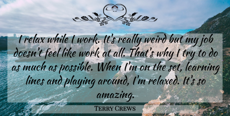 Terry Crews Quote About Jobs, Trying, Relax: I Relax While I Work...