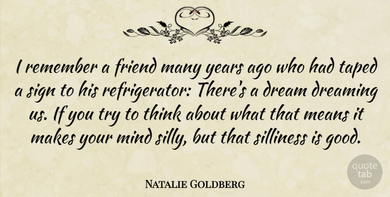 Natalie Goldberg Quote About Dream, Silly, Mean: I Remember A Friend Many...