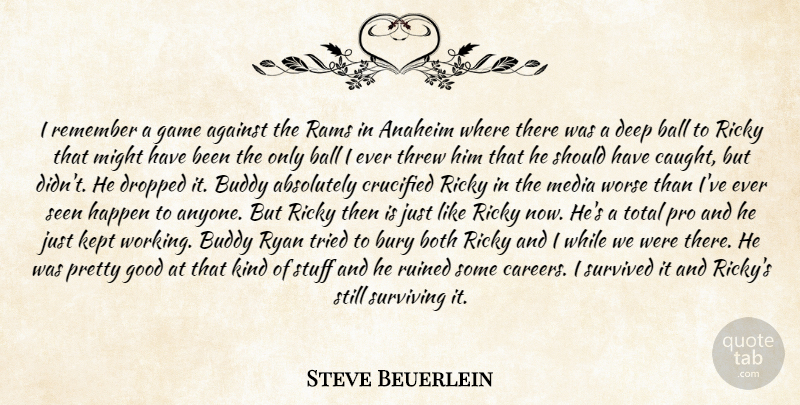Steve Beuerlein Quote About Absolutely, Against, Ball, Both, Buddy: I Remember A Game Against...