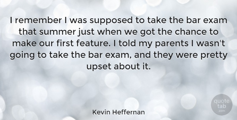 Kevin Heffernan Quote About Bar, Chance, Exam, Remember, Supposed: I Remember I Was Supposed...