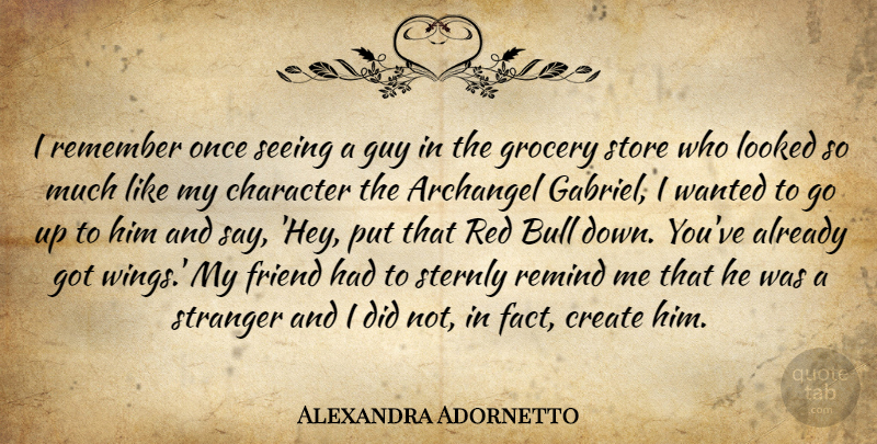 Alexandra Adornetto Quote About Bull, Create, Grocery, Guy, Looked: I Remember Once Seeing A...
