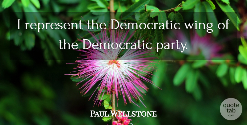 Paul Wellstone Quote About Party, Wings, Politics: I Represent The Democratic Wing...