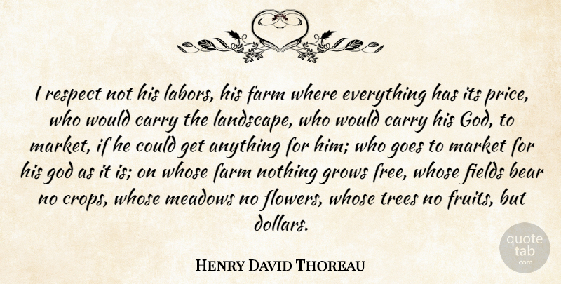 Henry David Thoreau Quote About God, Flower, Tree: I Respect Not His Labors...