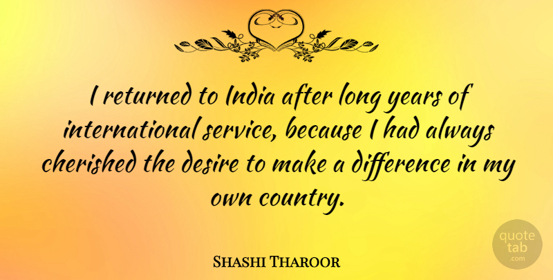 Shashi Tharoor Quote About Cherished, India, Returned: I Returned To India After...