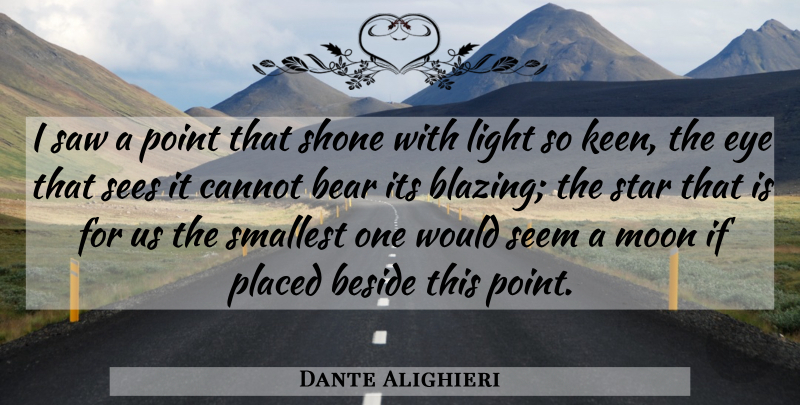 Dante Alighieri Quote About Stars, Eye, Moon: I Saw A Point That...