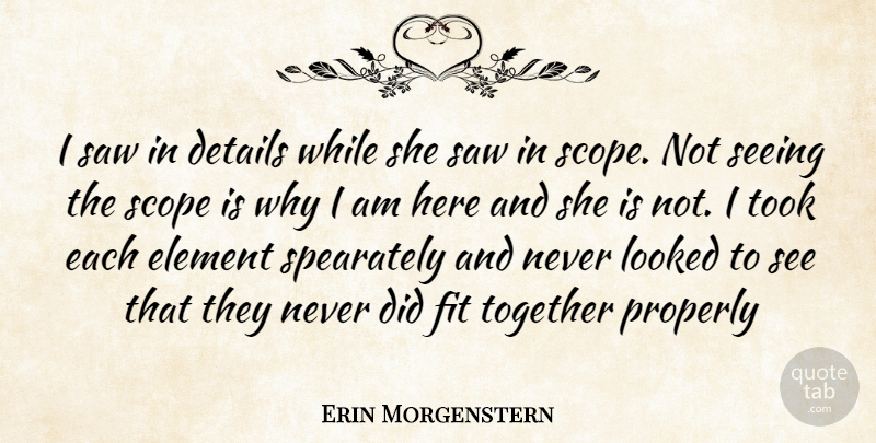 Erin Morgenstern Quote About Together, Details, Elements: I Saw In Details While...