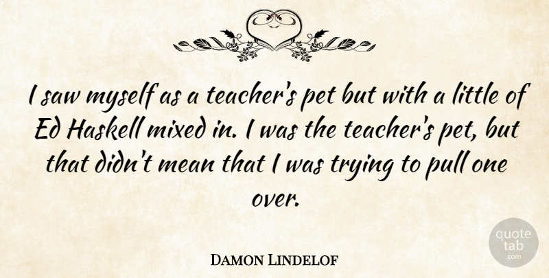 Damon Lindelof Quote About Mixed, Pet, Pull, Saw, Teacher: I Saw Myself As A...