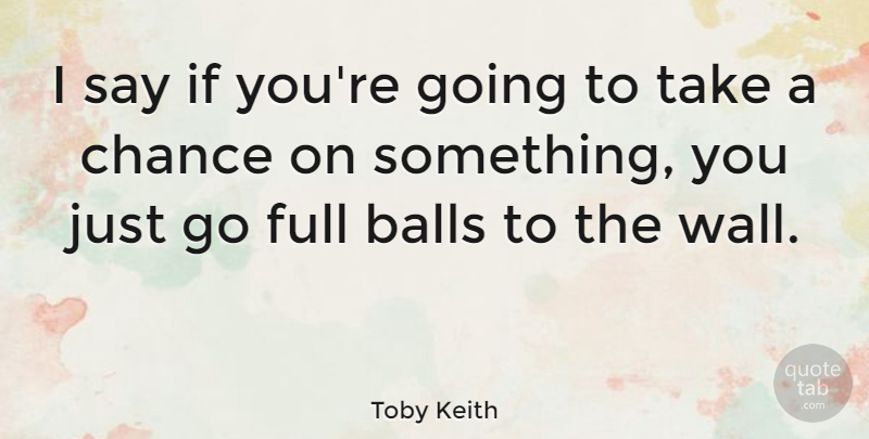 Toby Keith Quote About Wall, Balls, Take A Chance: I Say If Youre Going...