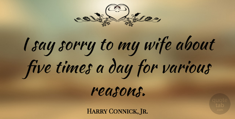 Harry Connick, Jr. Quote About Sorry, Wife, Reason: I Say Sorry To My...