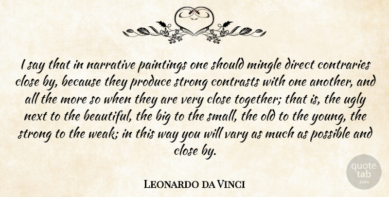 Leonardo da Vinci Quote About Beautiful, Strong, Together: I Say That In Narrative...