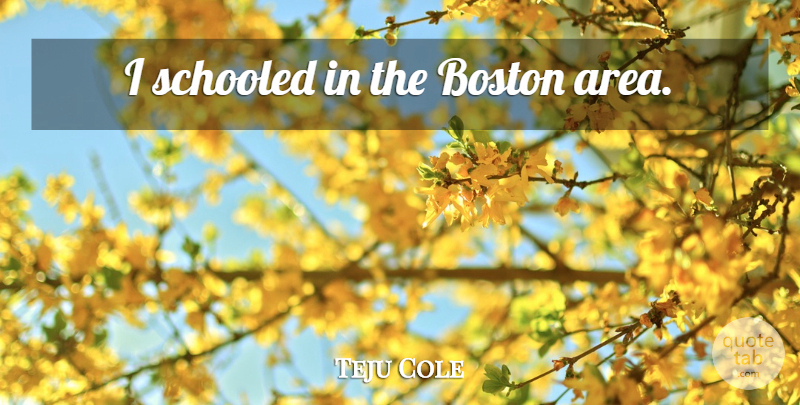 Teju Cole Quote About Boston, Schooled, Areas: I Schooled In The Boston...