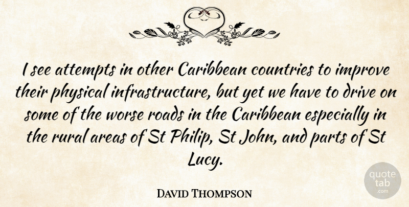 David Thompson Quote About Areas, Attempts, Caribbean, Countries, Drive: I See Attempts In Other...