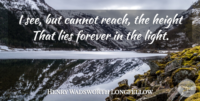 Henry Wadsworth Longfellow Quote About Lying, Ambition, Light: I See But Cannot Reach...