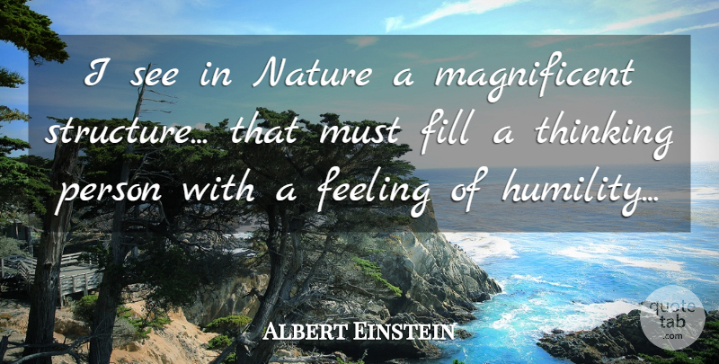 Albert Einstein Quote About Humility, Thinking, Feelings: I See In Nature A...
