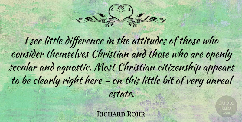 Richard Rohr Quote About Appears, Attitudes, Bit, Citizenship, Clearly: I See Little Difference In...