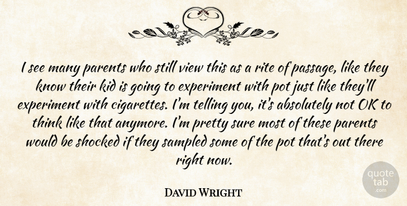 David Wright Quote About Absolutely, Experiment, Kid, Ok, Parents: I See Many Parents Who...