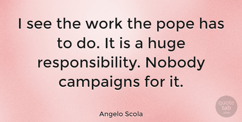Angelo Scola Quote About Responsibility, Campaigns, Pope: I See The Work The...