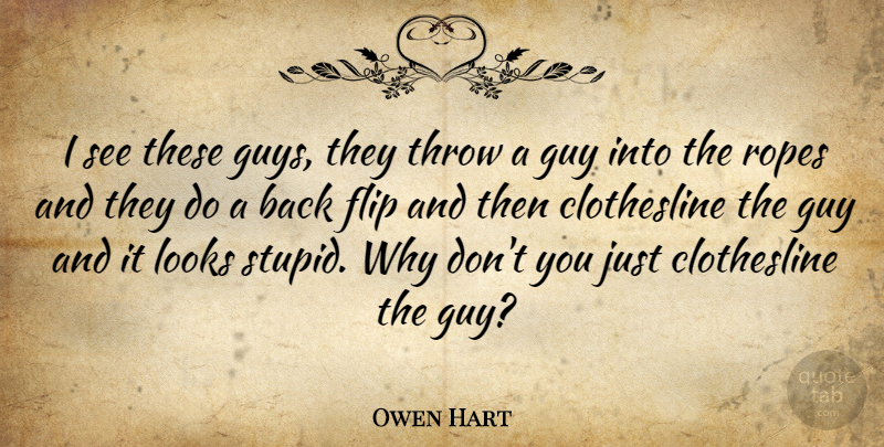 Owen Hart Quote About Stupid, Guy, Flip: I See These Guys They...
