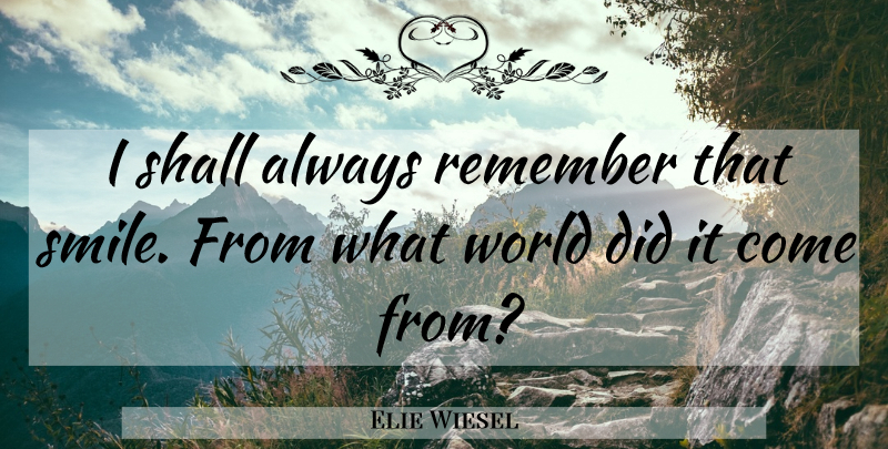 Elie Wiesel Quote About World, Remember: I Shall Always Remember That...