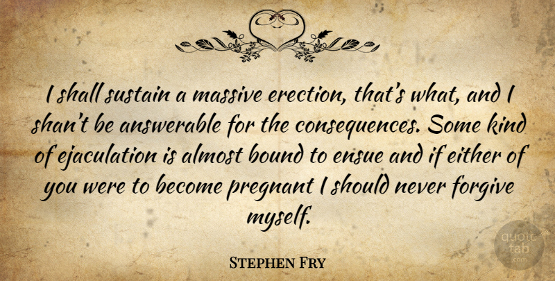 Stephen Fry Quote About Ejaculation, Forgiving, Kind: I Shall Sustain A Massive...
