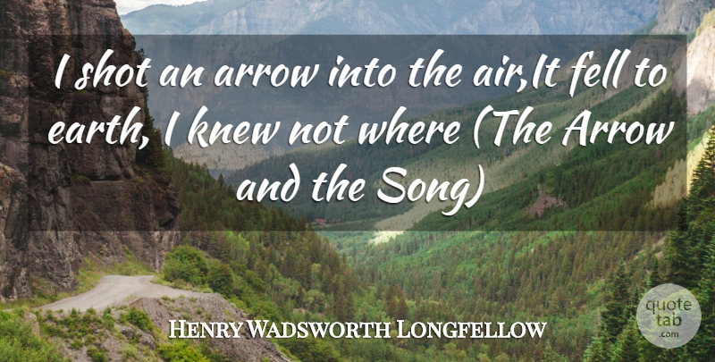 Henry Wadsworth Longfellow Quote About Arrow, Fell, Knew, Shot: I Shot An Arrow Into...