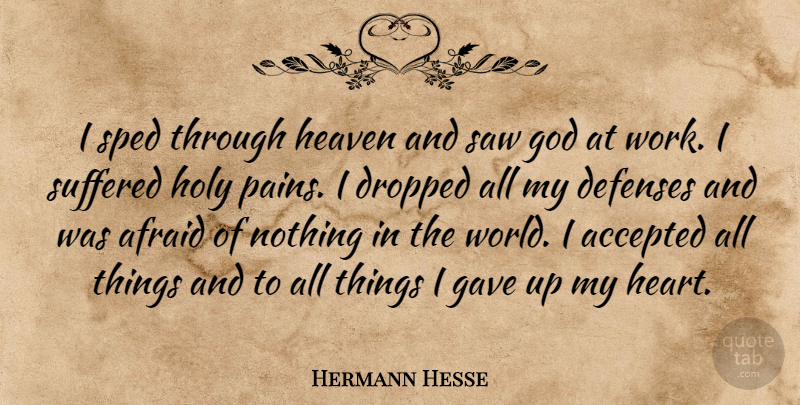 Hermann Hesse Quote About Pain, Heart, Heaven: I Sped Through Heaven And...