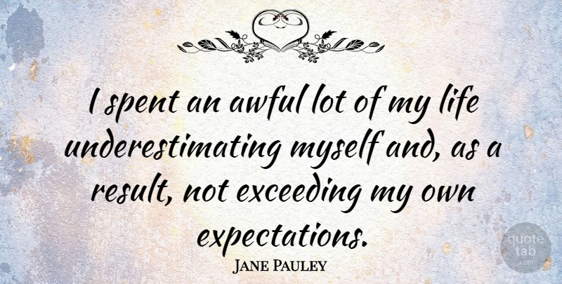 Jane Pauley Quote About Expectations, Awful, Underestimate: I Spent An Awful Lot...