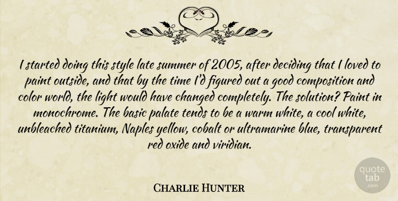 Charlie Hunter Quote About Basic, Changed, Color, Cool, Deciding: I Started Doing This Style...