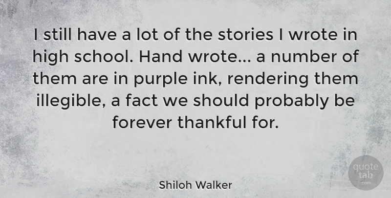 Shiloh Walker Quote About Fact, High, Number, Purple, Stories: I Still Have A Lot...