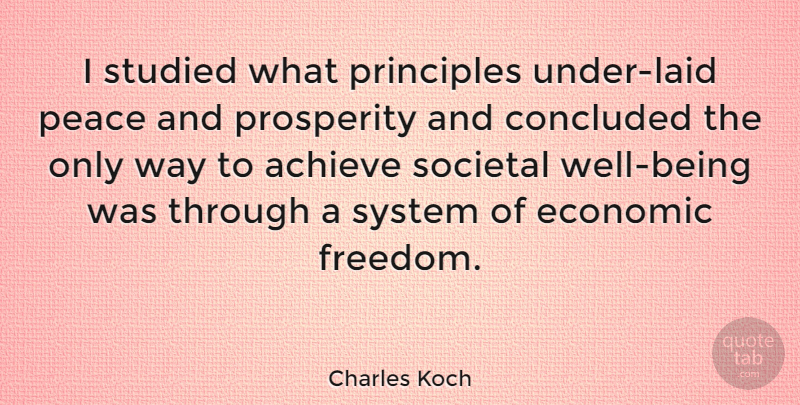 Charles Koch Quote About Principles, Way, Prosperity: I Studied What Principles Under...