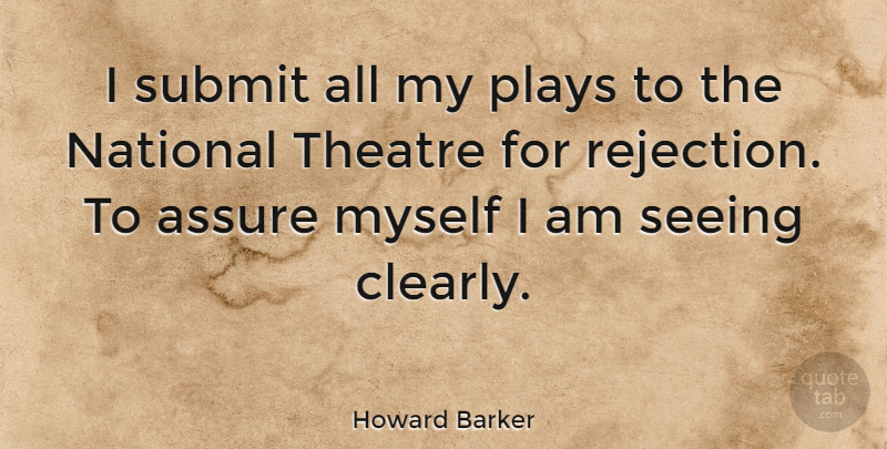 Howard Barker Quote About Play, Rejection, Theatre: I Submit All My Plays...