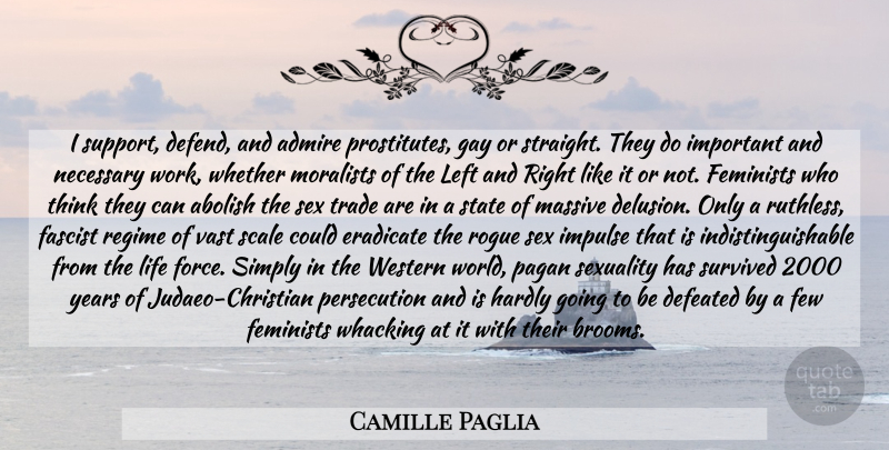 Camille Paglia Quote About Christian, Sex, Gay: I Support Defend And Admire...