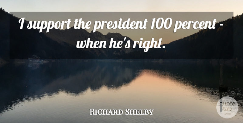 Richard Shelby Quote About Support, President, Percent: I Support The President 100...
