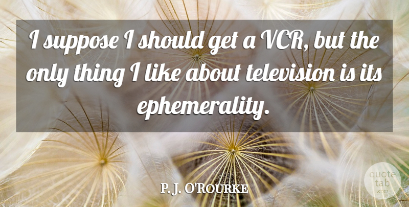 P. J. O'Rourke Quote About Vcr, Television, Should: I Suppose I Should Get...