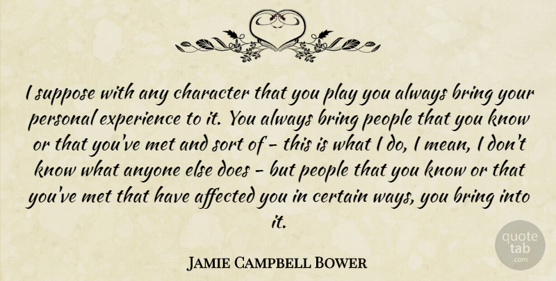 Jamie Campbell Bower Quote About Character, Mean, Play: I Suppose With Any Character...