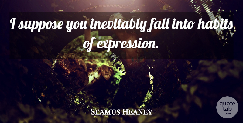Seamus Heaney Quote About Inevitably, Suppose: I Suppose You Inevitably Fall...