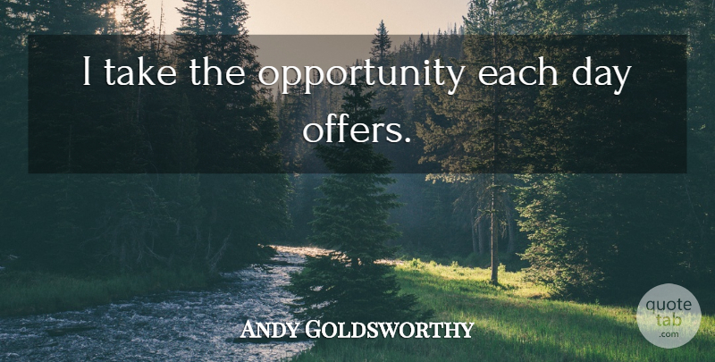 Andy Goldsworthy Quote About Opportunity, Each Day, Offers: I Take The Opportunity Each...