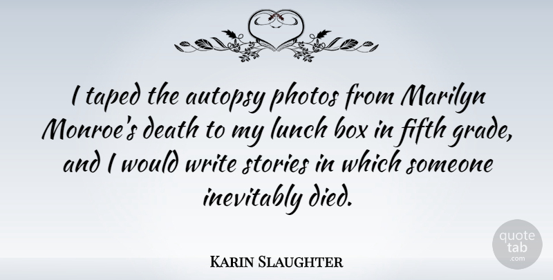 Karin Slaughter Quote About Death, Fifth, Inevitably, Marilyn, Photos: I Taped The Autopsy Photos...
