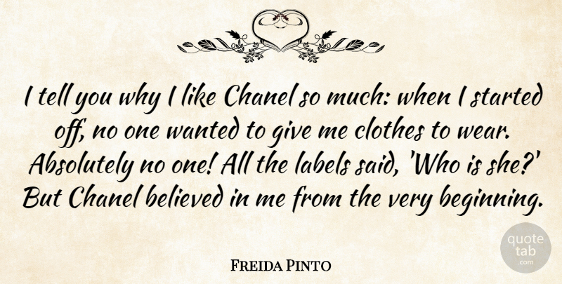 Freida Pinto Quote About Clothes, Giving, Labels: I Tell You Why I...